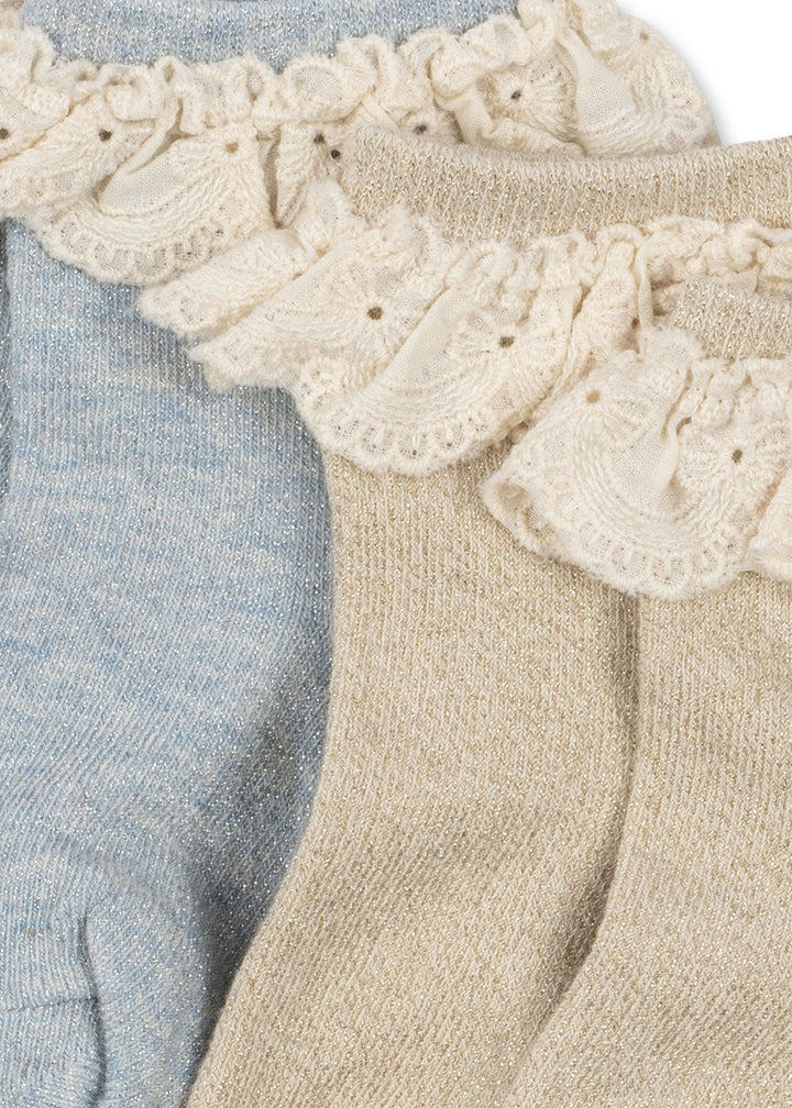 Konges Sløjd Glitter Frill Socks 2pc pearl blue - packshot
