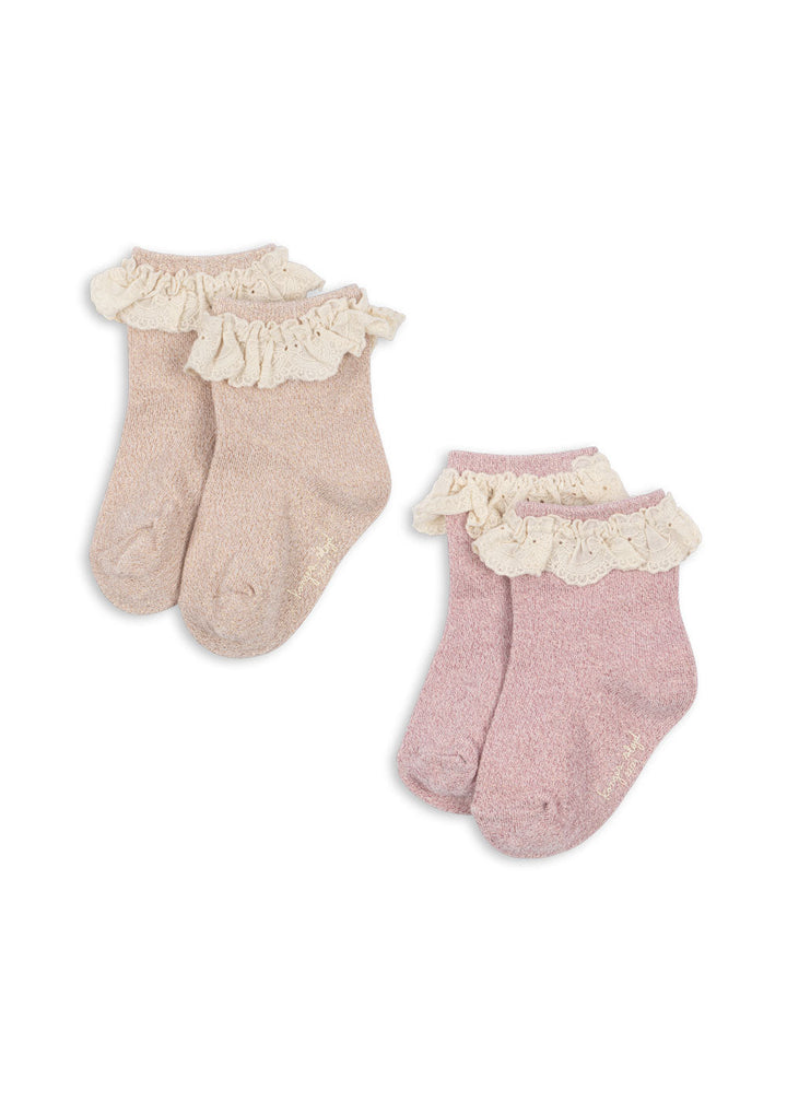 Konges Sløjd Glitter Frill Socks 2pc rosette - packshot
