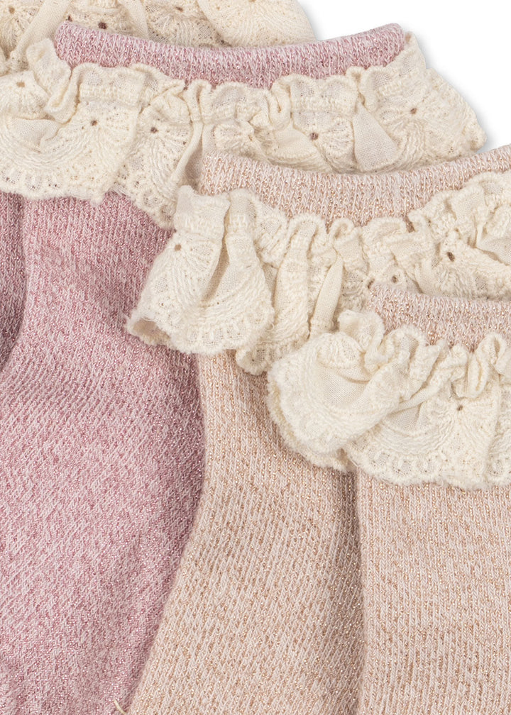 Konges Sløjd Glitter Frill Socks 2pc rosette - packshot