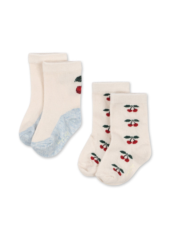 Konges Sløjd Jacquard Cherry Socks 2pc cherry mix - packshot