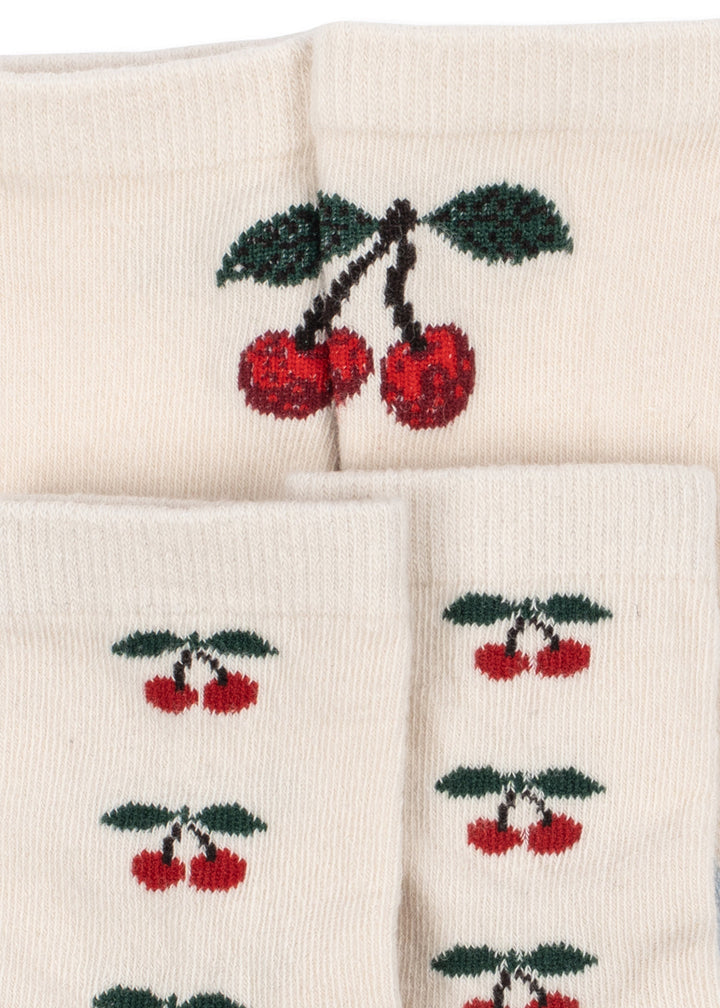Konges Sløjd Jacquard Cherry Socks 2pc cherry mix - packshot