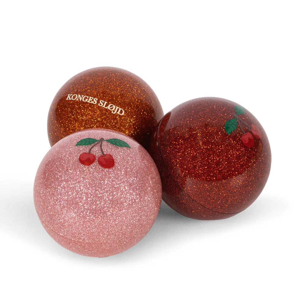 KONGES SLOJD SPARKLY BALLS 3PC: RED