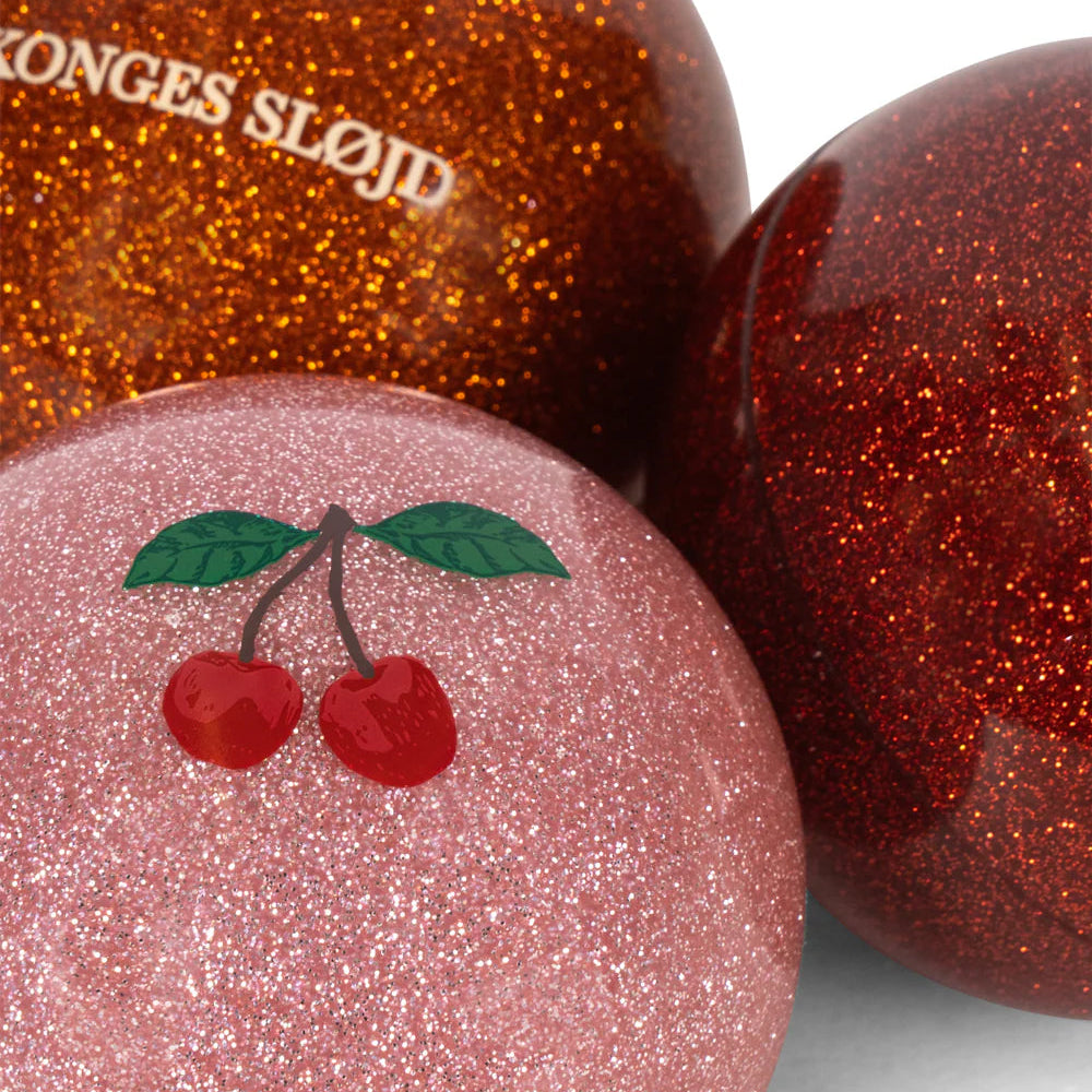 KONGES SLOJD SPARKLY BALLS 3PC: RED