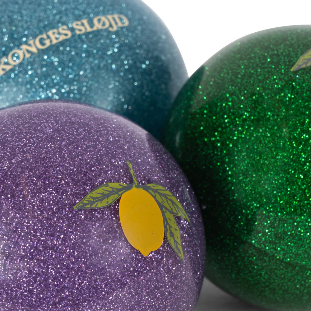 KONGES SLOJD SPARKLY BALLS 3PC: BLUE