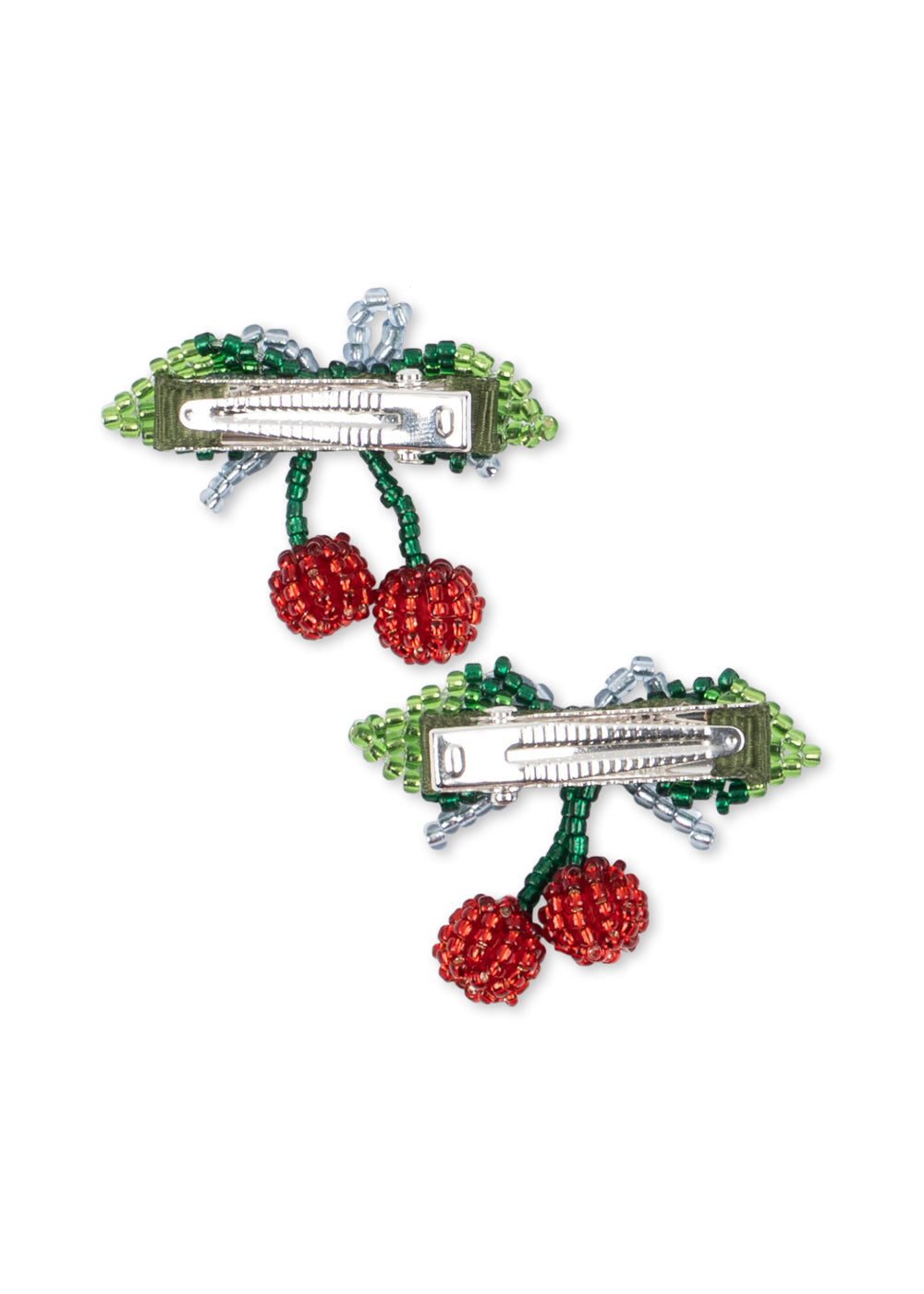 Konges Sløjd 2 Pack Beaded Cherry Bow Hair Clips: Cherry