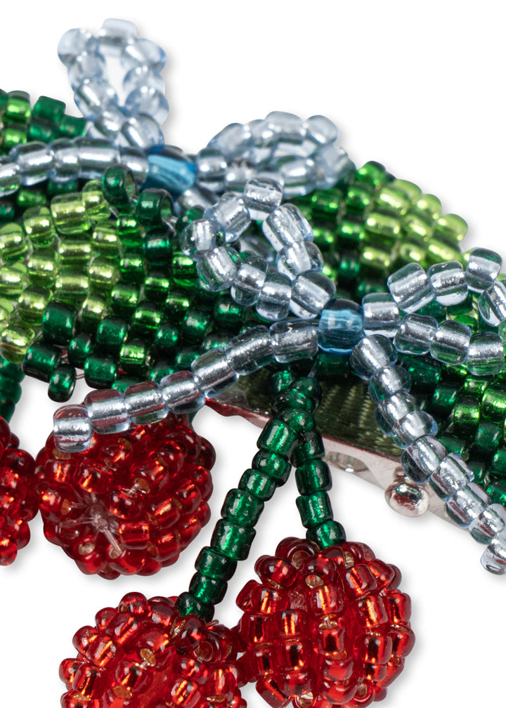 Konges Sløjd 2 Pack Beaded Cherry Bow Hair Clips: Cherry