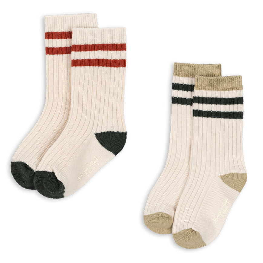 Konges Sløjd 2 Pack Rib Socks Green Stripe