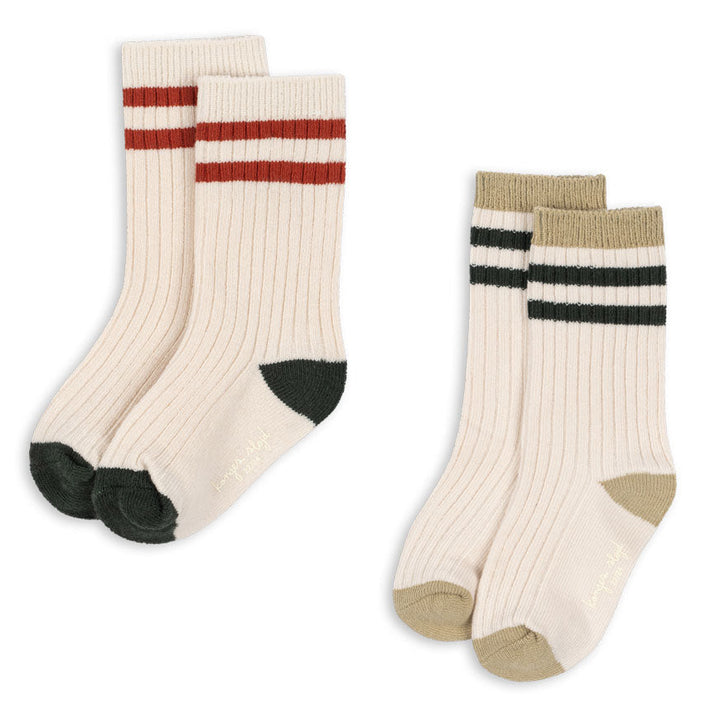 Konges Sløjd 2 Pack Rib Socks Green Stripe