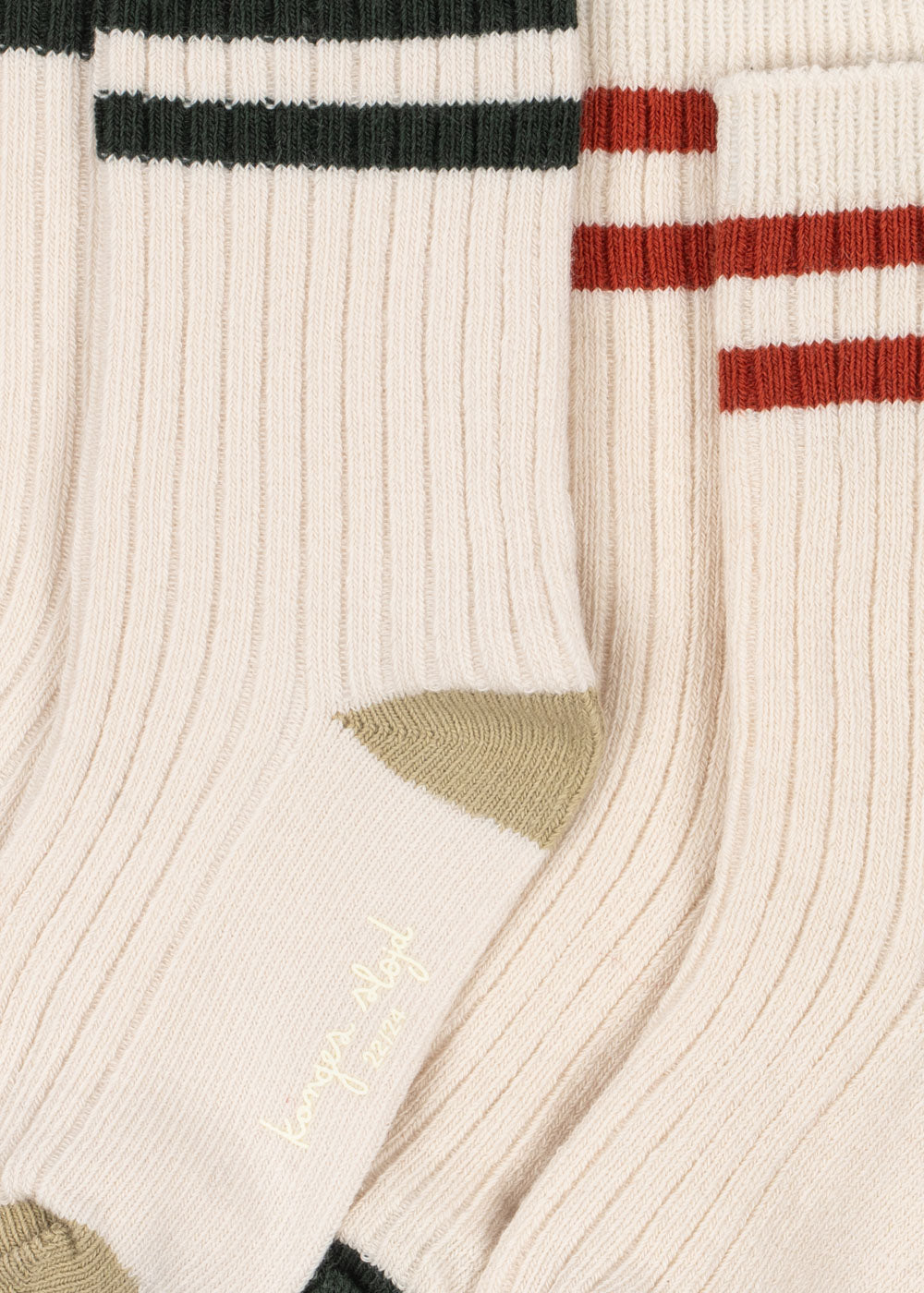 Konges Sløjd 2 Pack Rib Socks: Green Stripe