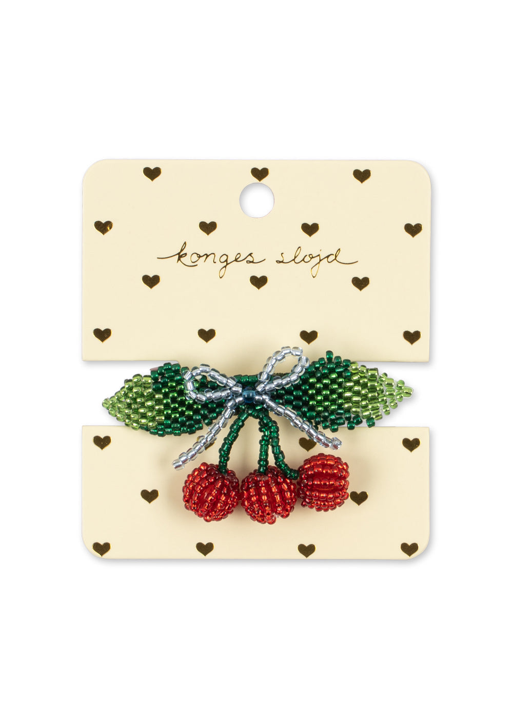 Konges Sløjd Beaded Cherry Bow Big Hair Clip Cherry