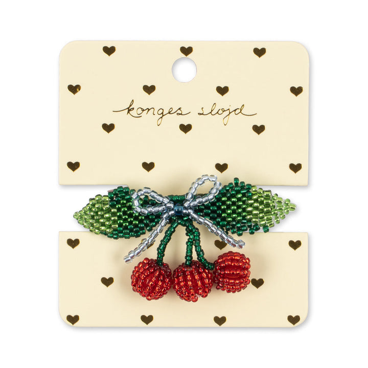Konges Sløjd Beaded Cherry Bow Big Hair Clip Cherry