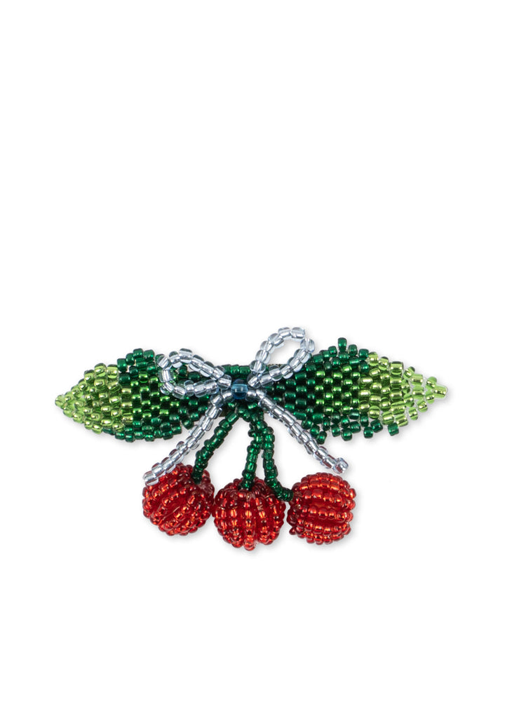 Konges Sløjd Beaded Cherry Bow Big Hair Clip: Cherry - packshot