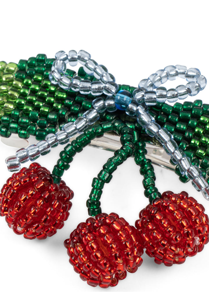 Konges Sløjd Beaded Cherry Bow Big Hair Clip: Cherry - packshot