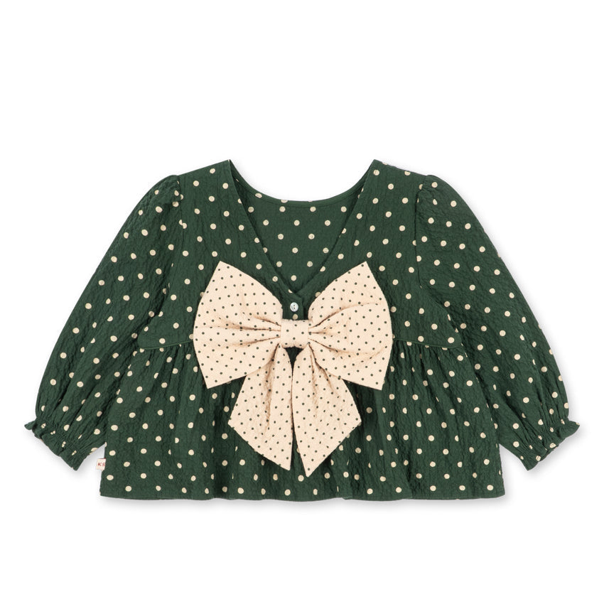 Konges Sløjd Elin Bow Blouse GOTS in Dot Marseille - back bow detail