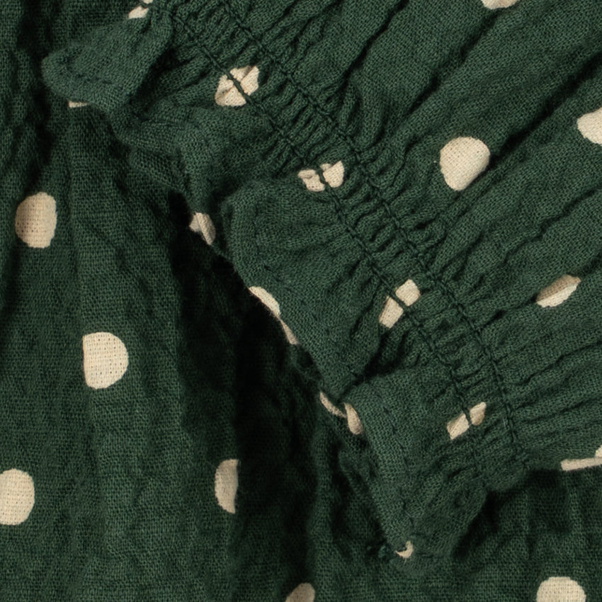 Konges Sløjd Elin Bow Blouse GOTS in Dot Marseille - fabric print detail