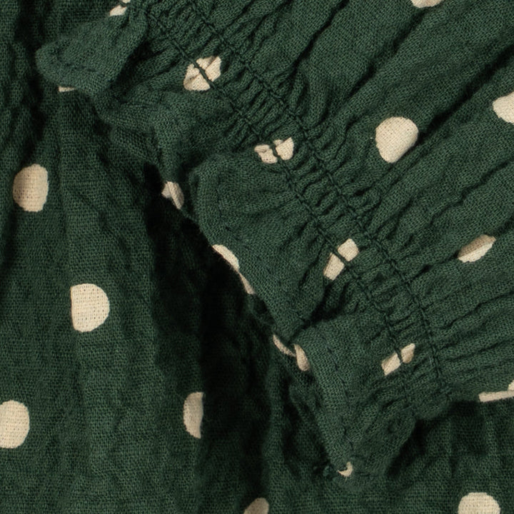 Konges Sløjd Elin Bow Blouse GOTS in Dot Marseille - fabric print detail