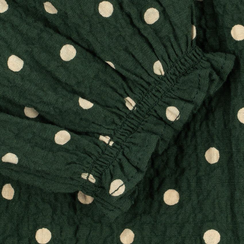 Konges Sløjd Elin LS Bow Dress GOTS in Dot Marseille - fabric detail