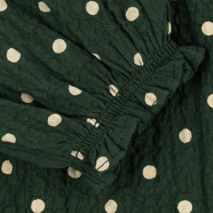 Konges Sløjd Elin LS Bow Dress GOTS in Dot Marseille - fabric detail