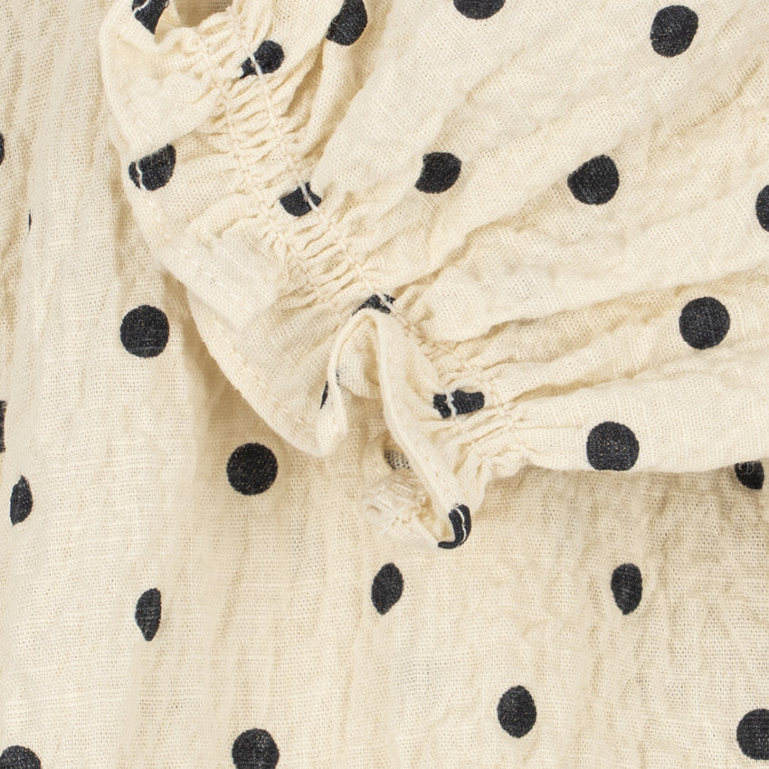 Konges Sløjd Elin Romper GOTS in Dot Avena - fabric detail