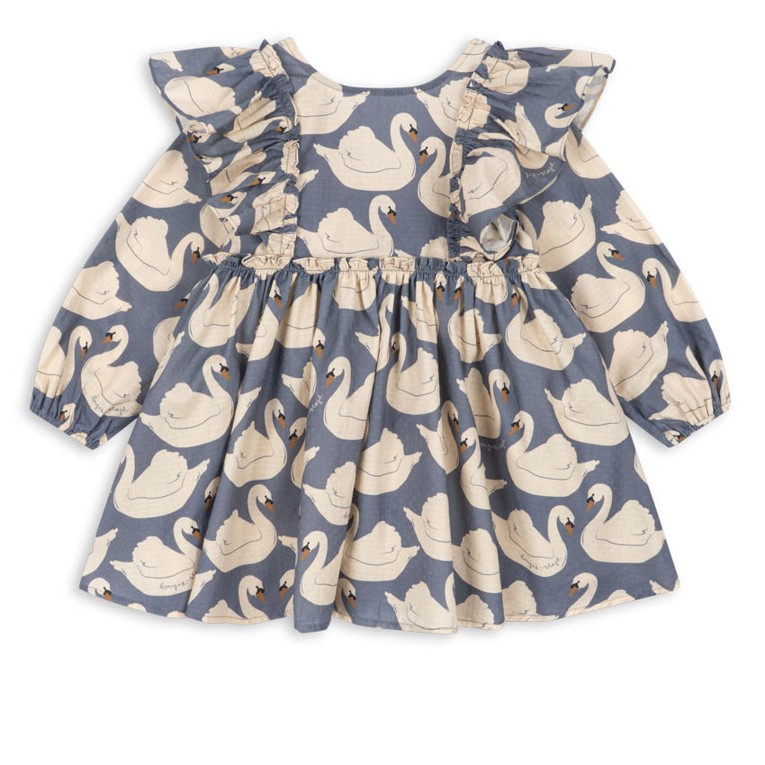 Konges Sløjd Evia LS Bow Dress GOTS in Swan
