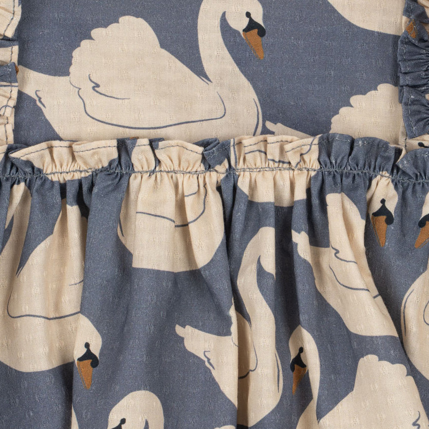 Konges Sløjd Evia LS Bow Dress GOTS in Swan - detail
