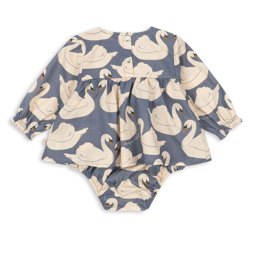 Konges Sløjd Evia Romper GOTS in Swan - back view