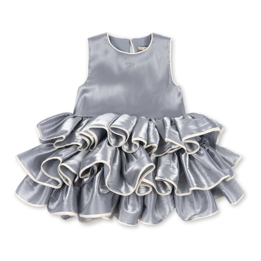 KONGES SLOJD FIA FRILL DRESS GRS: SLEET
