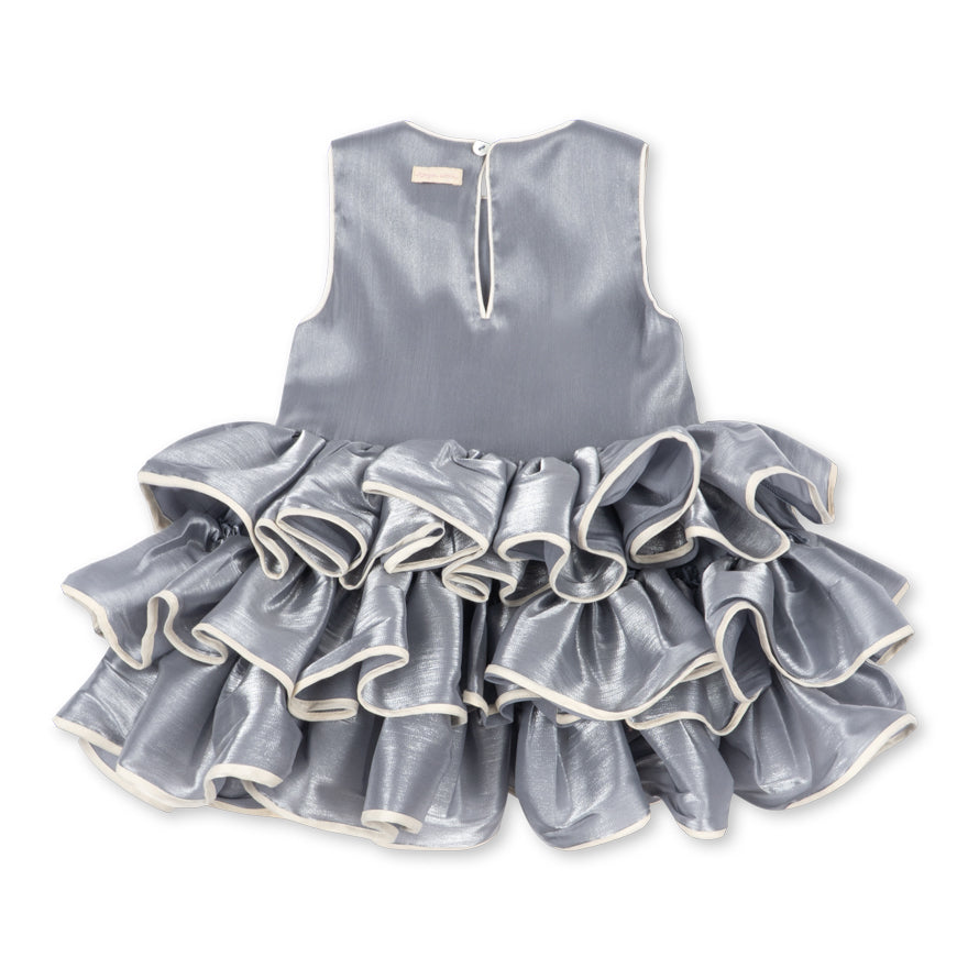 KONGES SLOJD FIA FRILL DRESS GRS: SLEET