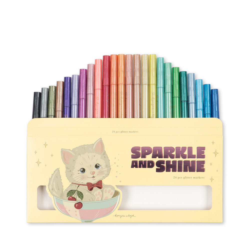Konges Sløjd Glitter Markers 24 Pcs: Cat - alternate angle