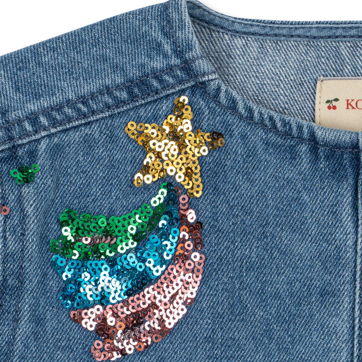 KONGES SLOJD MAGOT SEQUIN DENIM JACKET: RAINBOW STAR