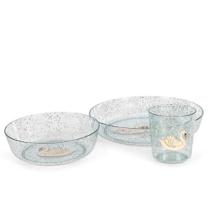 Konges Slojd Sparkly Dinner Set Swan Blue