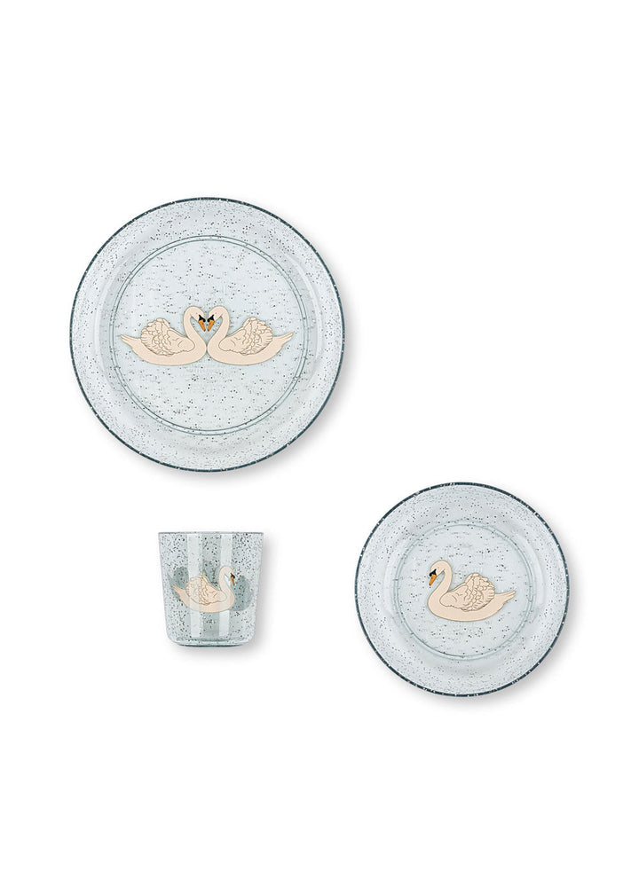 Konges Sløjd Sparkly Dinner Set Swan Blue packshot