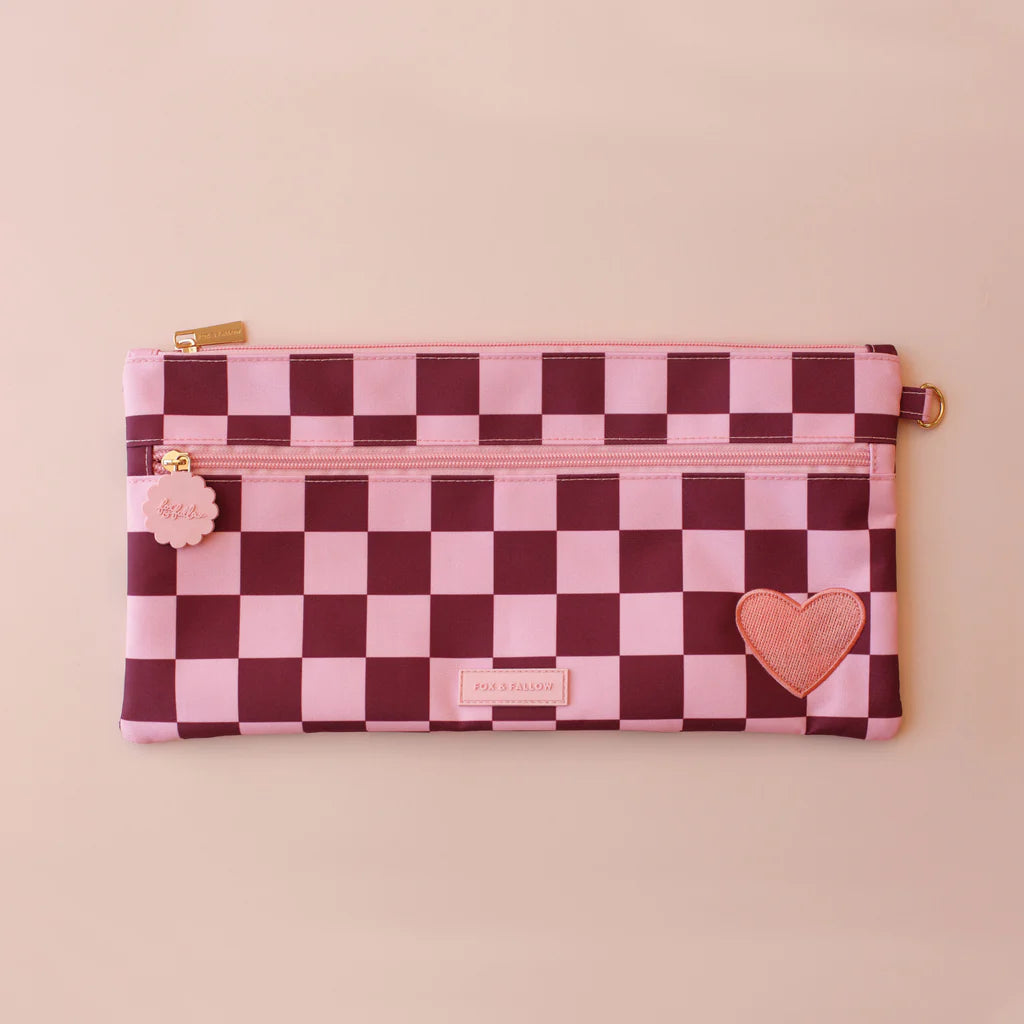 FOX & FALLOW LARGE PENCIL CASE: CHERRY CHECK