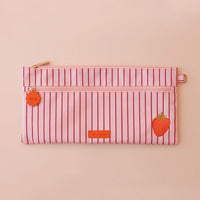 FOX & FALLOW LARGE PENCIL CASE: STRAWBERRY STRIPE