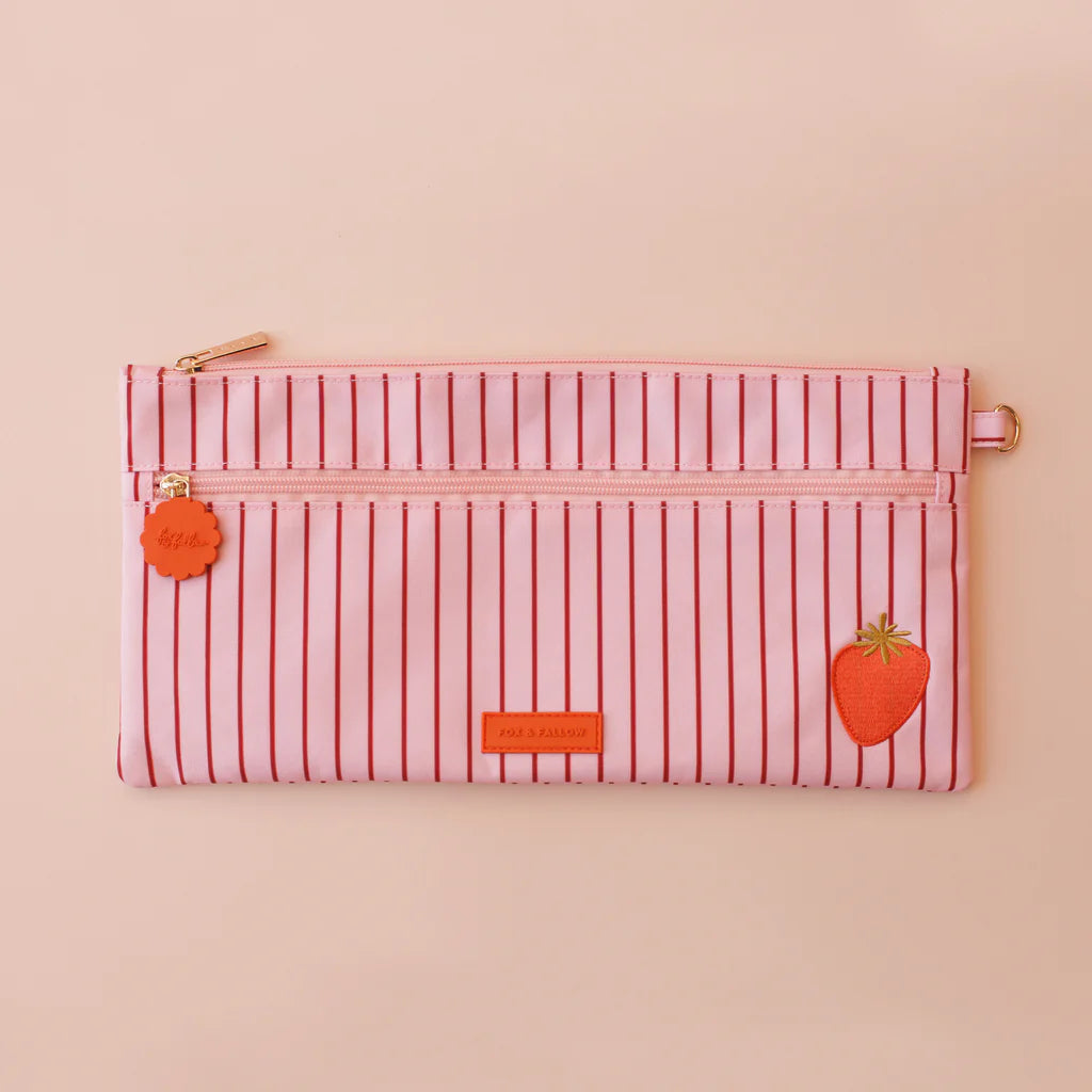 FOX & FALLOW LARGE PENCIL CASE: STRAWBERRY STRIPE