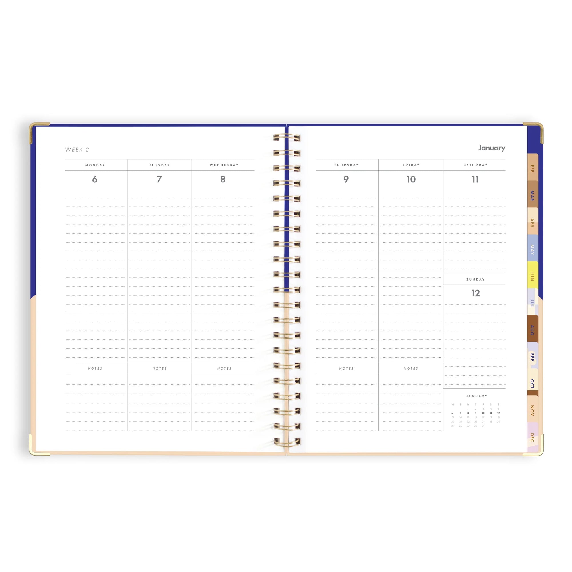 FOX & FALLOW 2025 ACADEMIC VERTICAL A4 PLANNER: COBALT RIPPLE