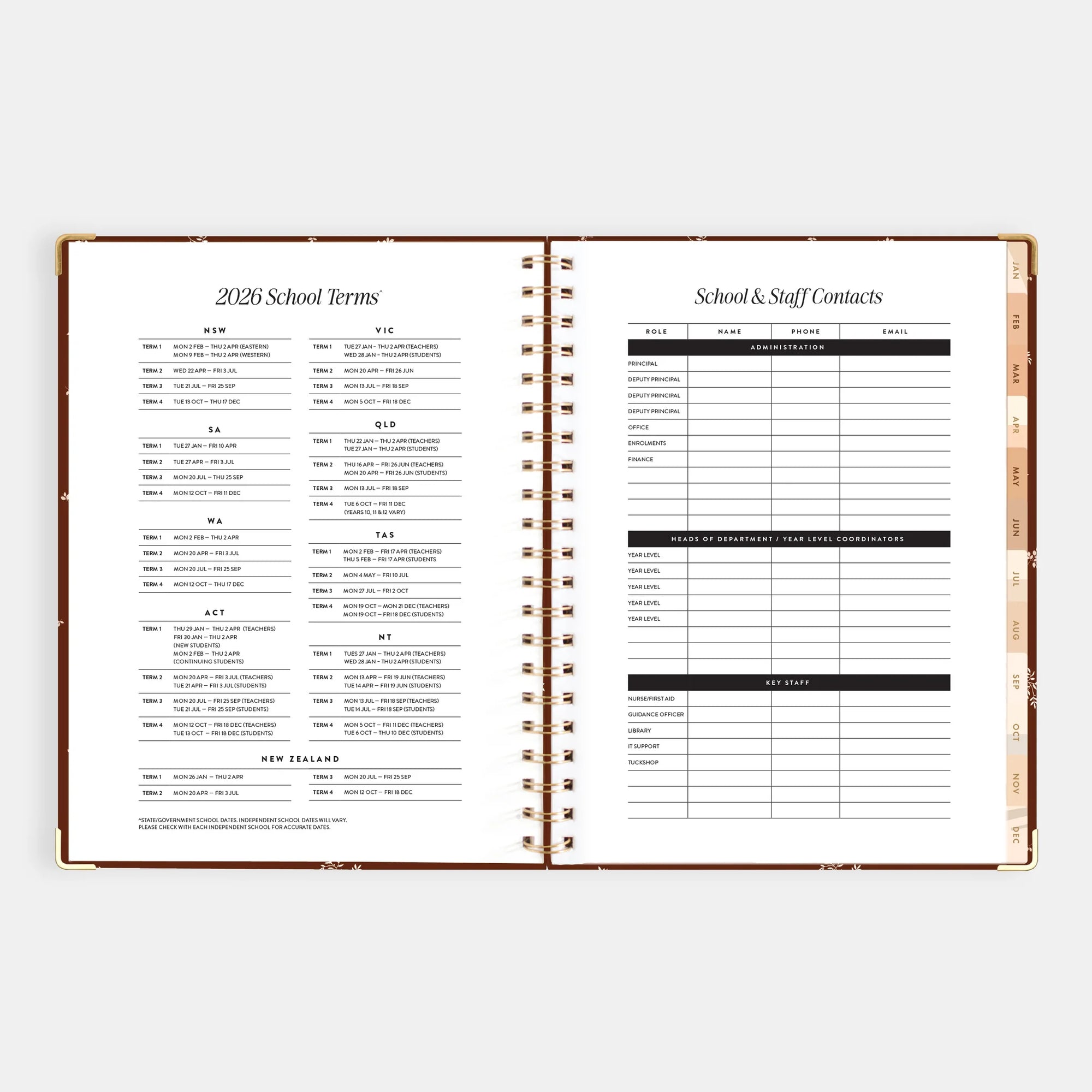 FOX & FALLOW 2026 A4 ACADEMIC VERTICAL PLANNER: WISTERIA
