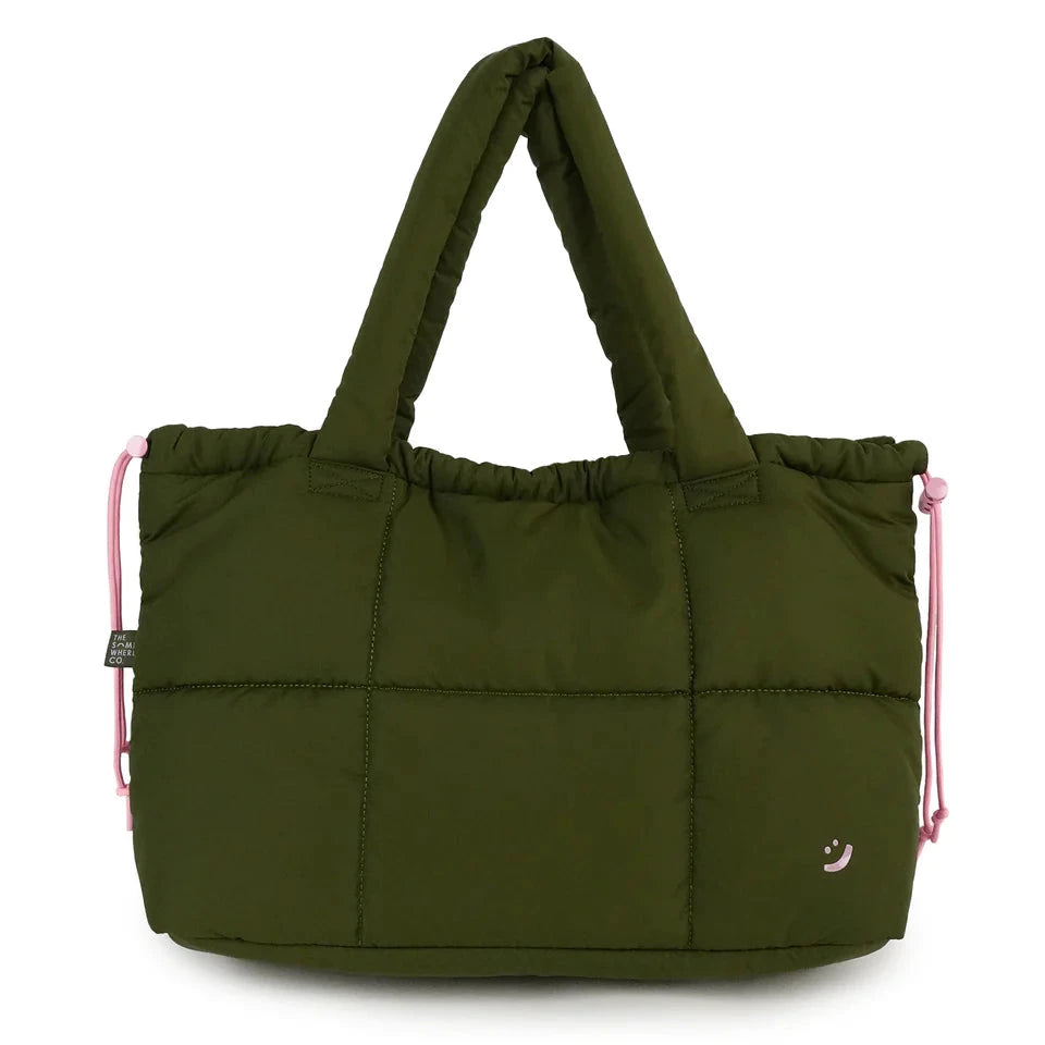 THE SOMEWHERE CO MARSHMALLOW MIDI TOTE: KHAKI