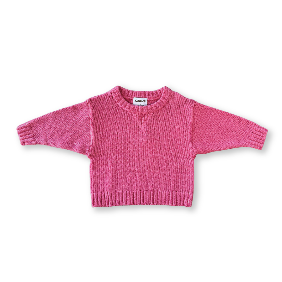 GROWN MERINO BLEND KNIT PULL OVER: RASPBERRY