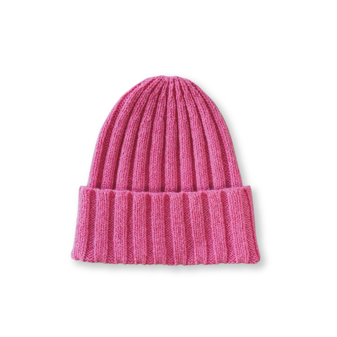 GROWN MERINO BLEND RIB KNIT BEANIE: RASPBERRY