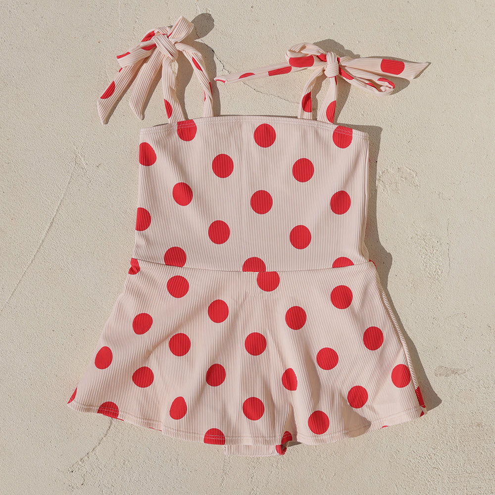 SMALL SWIM CLUB RED POLKA SWIM DRESS