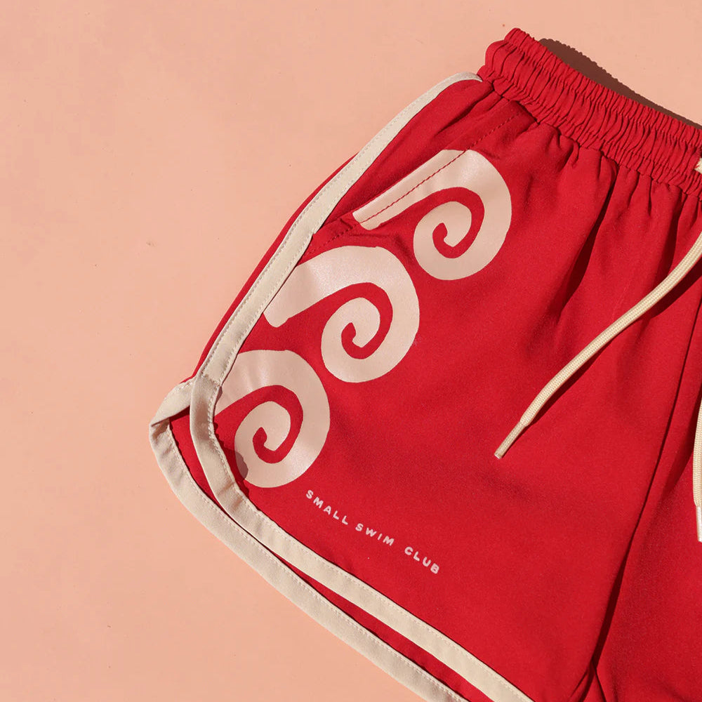 SMALL SWIM CLUB MAROON SWIRL BOARDSHORT