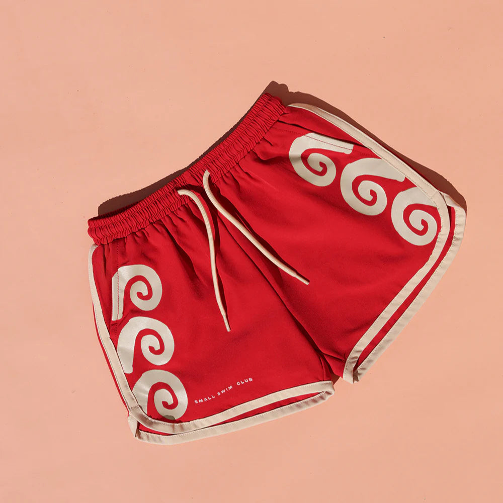 SMALL SWIM CLUB MAROON SWIRL BOARDSHORT