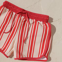 SMALL SWIM CLUB STRIPE SWIM SHORT: RED