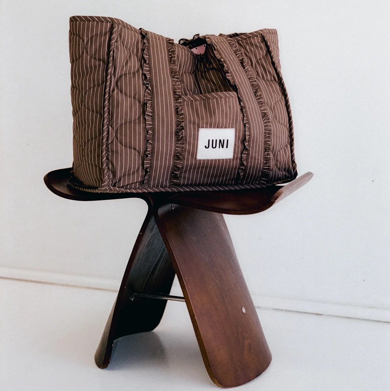 JUNI THE EVERYTHING BAG: COCOA PINSTRIPE