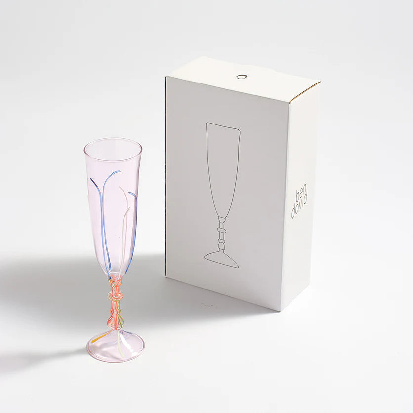 BEN DAVID BY KAS SABRINA CHAMPAGNE GLASS PAIR: PINK