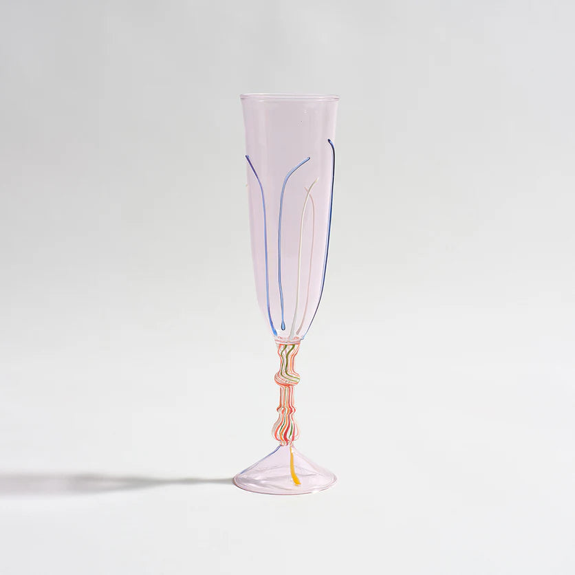BEN DAVID BY KAS SABRINA CHAMPAGNE GLASS PAIR: PINK