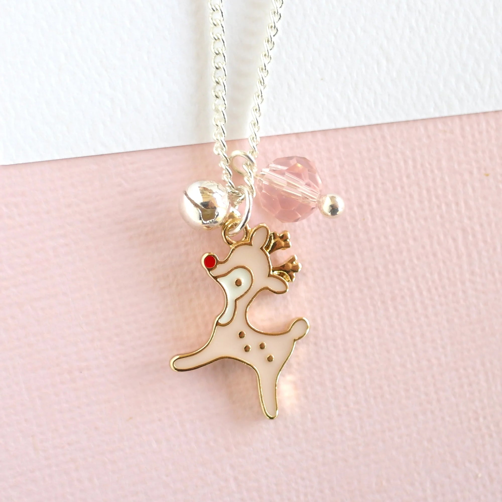 LAUREN HINKLEY PINK REINDEER NECKLACE