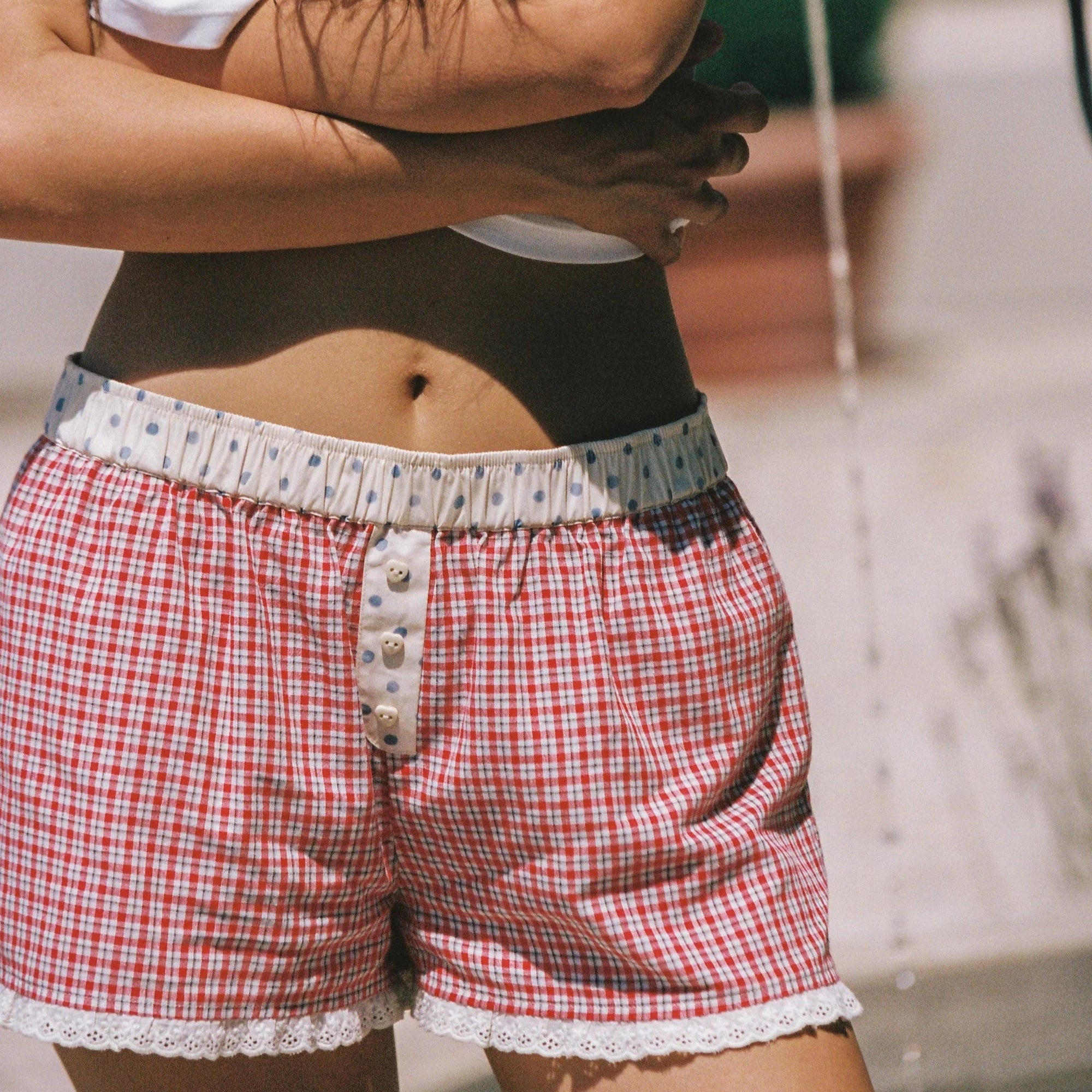 JUNI JOSIE BOXER SHORT: RED CHECK