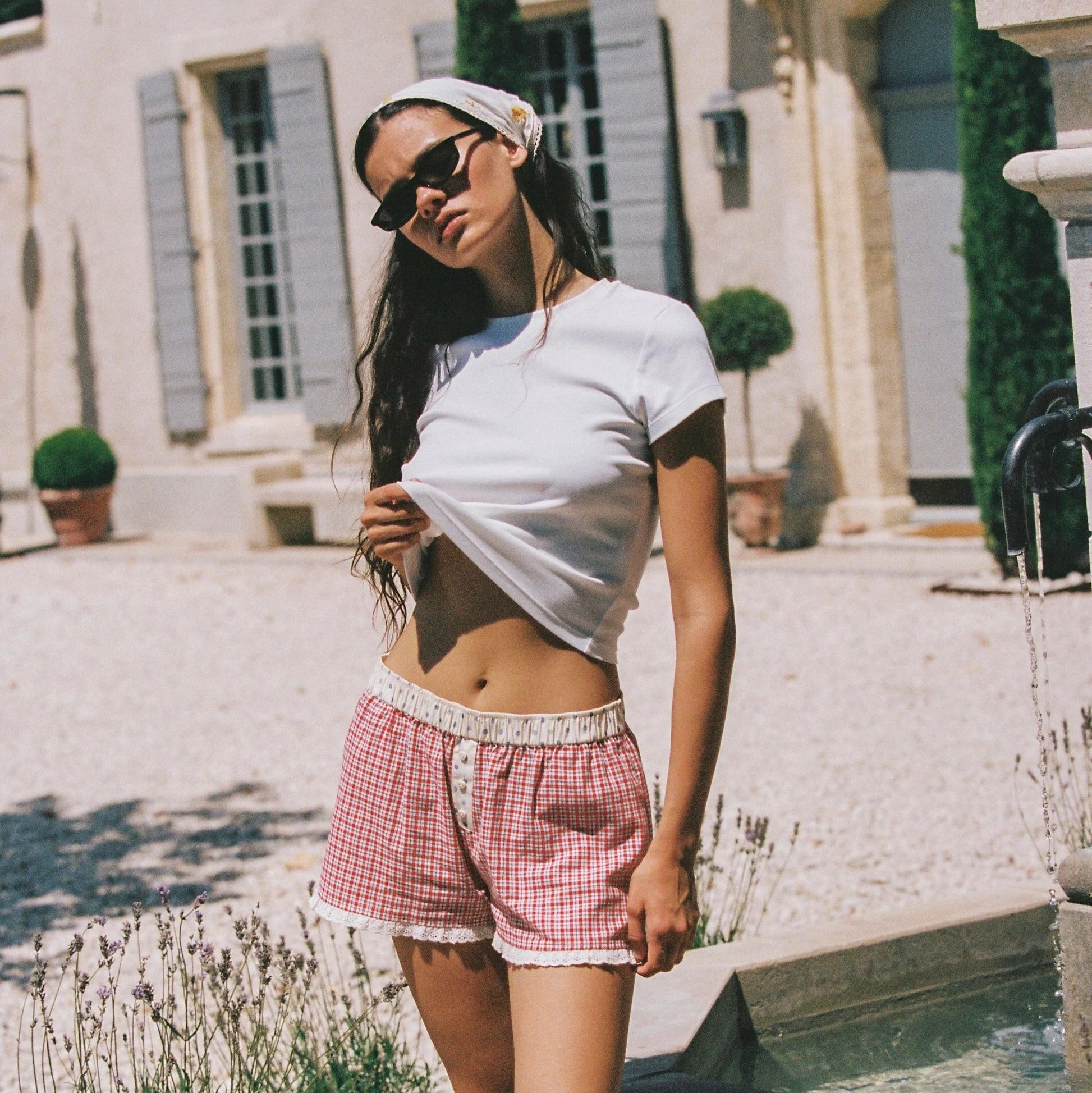 JUNI JOSIE BOXER SHORT: RED CHECK